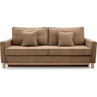 BETTSO Sofa mit Schlaffunktion und Bettkasten Couch für Wohnzimmer Schlafsofa Federkern Sofagarnitur Polstersofa Wohnlandschaft RISA Braun - Braun