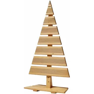 Floranica Holz-Weihnachtsbaum Natur Dekobaum Tanne 90x45cm Weihnachtsdekoration für Drinnen & Draußen Großer Holzbaum aus Lärchenholz Handgefertigt Großer Natur