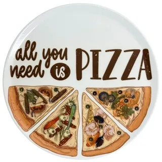 CreaTable Pizzateller Pizzateller Servierteller ALL YOU NEED Porzellan ø 33 cm weiß
