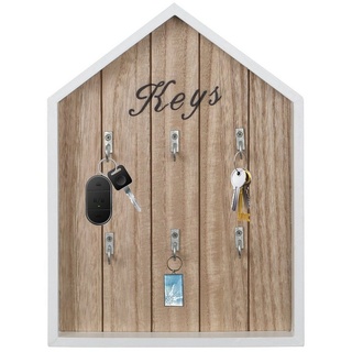 TWSOUL Schlüsselbrett Schlüsselregal, Schlüsselhalter aus Holz,Wandregal, Mit Haken, vier Stile weiß