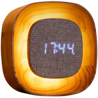 Gingko Design LUMOS Wecker - eckig, weiße Asche | Minimalistischer LED-Wecker mit dimmbarem Licht | Wiederaufladbare Schreibtisch- oder Nachttischuhr aus Holz mit Touch-Steuerung