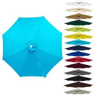 Rund Sonnenschirm Stoff Ersatz 2M~4M Für Terrassentisch, 6/8 Streben Terrassenschirm Ersatzdach, Sonnenschutz UV50+ Polyestertuch, Markt Strand Gartenschirm Ersatz-Überdachung(Light blue,8ribs/4m)