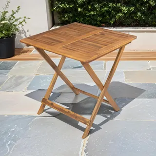 SAM Loreno Gartentisch 70x70 cm Camelia Akazienholz massiv & geölt Esstisch | Rustikale Holztisch für Garten, Terrasse, Wintergarten, pflegeleichter Esszimmertisch, Küchentisch, Esszimmermöbel