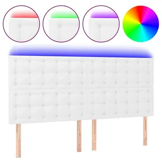 vidaXL LED Kopfteil Weiß 180x5x118/128 cm Kunstleder