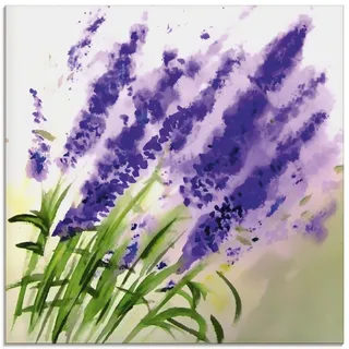 ARTland Wanddeko Glasbilder Wandbild Glas Bild einteilig Aquarellfarben Pflanzen Blumen Lavendel Wellness Ruhe Lila S5QF