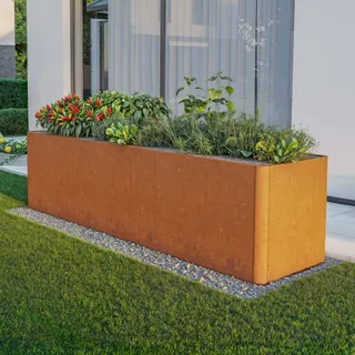 PRIMEYARD Design 300 x 80 x 80 cm Hochbeet, Cortenstahl, Rost-Optik - (GFPV01093)
