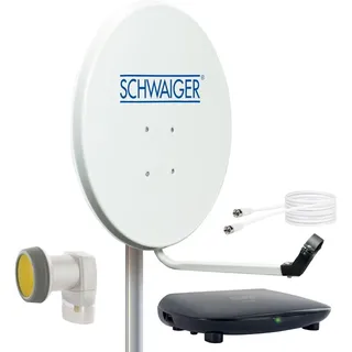 Schwaiger SAT Anlage Stahl 55cm Singel LNB Anschlusskabel Receiver HD tauglich