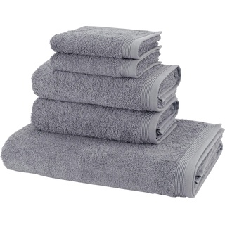 Handtuch Set MÖVE "Basic" Handtuch-Sets Gr. 5 tlg., grau Handtücher Badetücher Handtuchset in hochwertigster Walkfrottier Qualität