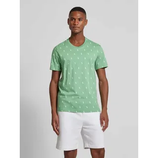T-Shirt mit geripptem Rundhalsausschnitt, Mint, S