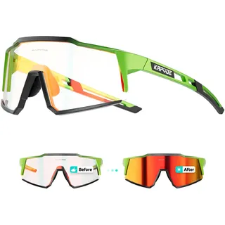 KAPVOE Selbsttönende Fahrradbrille für Herren Damen, TR90 Sportsonnenbrille mit UV400 und rutschfestem Sitz für Rennrad, MTB, Gravel & Laufen, K9022