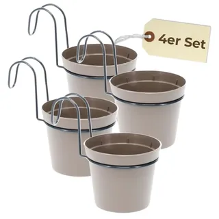 GarPet Hängender Blumentopf 4er Set Hängeblumentopf Hänge Blumentopf zum Einhängen Hängetopf Für Pflanzen Hängepflanzen Topf Balkon Hängender Pflanztopf mit Halterung Haken