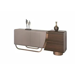 Xlmoebel Sideboard Braunes Sideboard mit asymmetrischem Design und abgerundeten Ecke (Sideboard, 240 x 50 x 99 cm), Made in Europa beige