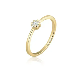 Elli DIAMONDS Verlobungsring Verlobung Blume Diamant (0.045 ct) 375 Gelbgold goldfarben 56 mm