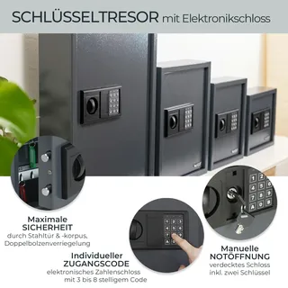 HMF Schlüsseltresor mit 108 Haken, 66,5 x 43 x 13 cm, Anthrazit