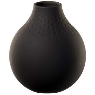 Villeroy und Boch Collier Noir Vase Perle No. 3, 11 x 11 x 12 cm, Premium Porzellan, Schwarz, Klein