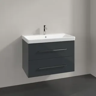Villeroy und Boch Waschtisch-Unterschrank A89100B1 78x51,4x48,4cm, 2 Auszüge, wandhängend, Griff Chrome Glanz, Crystal Grey