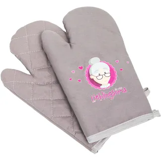 Myoma Ofenhandschuhe für Oma – Hitzebeständige, langlebige Küchenhandschuhe (Paar) Omas zum Geburtstag & Weihnachten, lustige Backhandschuhe für die Lieblingsoma inkl. Karte