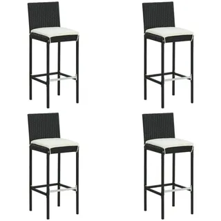vidaXL Garten-Barhocker mit Kissen 4 STK. Schwarz Poly Rattan