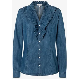 More & More Rüschen-Jeansbluse Blau 38