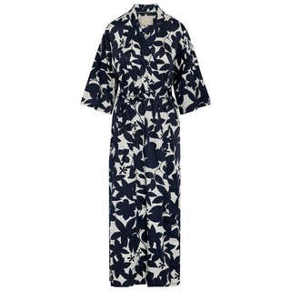 Essenza Kimono Jula Imara, Langform, Modal, Kimono-Kragen, Gürtel, mit Blumen-Silhouettenprint grau M