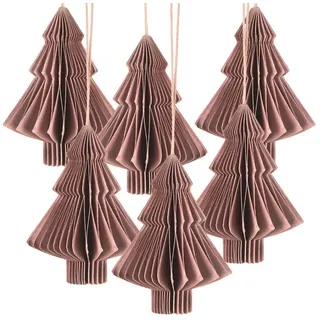 Logbuch-Verlag Dekofigur 6 altrosa Weihnachtsbaumanhänger Tannenbaum aus Papier 7,5 cm