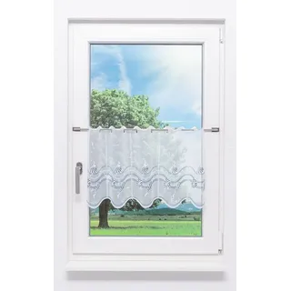 Plauener Spitze® Scheibengardine Muscheln, (1 St), transparent, HxB 40x130.4cm blau 130 cm x 40 cm