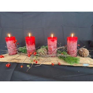 Kerzenhalter Adventskranz länglich Teakholz, massiv, Kerzenständer ca. 65-75x10-15 cm