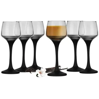 Sendez 6 Likörgläser 75ml mit schwarzem Stiel Schnapsgläser Tequilagläser Schnaps