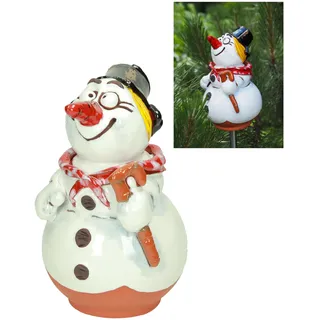 Midene Gartenstecker Keramik Handgefertigt - Gartendeko für Draußen Wetterfest - Garten Deko Keramik - Jungen Gartenfiguren & Gartenstatuen - Schneemann