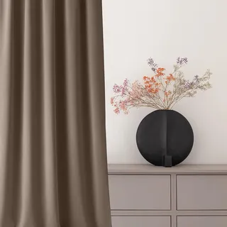 room99 Vorhang mit Kräuselband Aura 140 x 260 cm Breite x Höhe Schiebegardinen Modern Curtain Wohnzimmer Schlafzimmer Nugat, 1 Stück