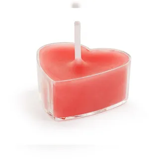 PartyDeco 10 Teelichter Kerzen Wachs 2x4cm Herzen Wachskerzen Tischkerzen Dekokerzen Herz Teelicht Hochzeit Verlobung Tischdeko Hochzeitsdeko Rot Transparent