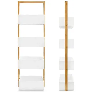 osoltus Badregal osoltus Badregal Korbregal Veile aus Bambus und Weiß lackiertem Holz