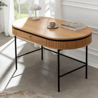 riess-ambiente Moderner Schreibtisch ATELIER 120 cm Eiche Konsolentisch schwarz mit Schublade Bürotisch Home Office - Schwarz/Gold