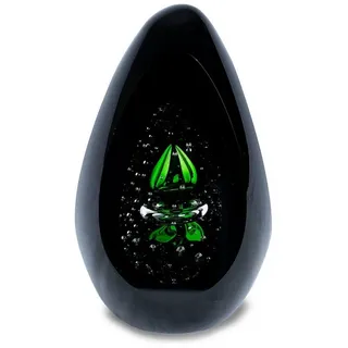 levandeo Design Glas Skulptur H15cm Schwarz Grün Kunst Unikat Briefbeschwerer Deko Figur Glasdeko