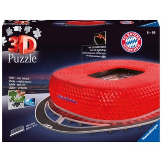 Ravensburger 3D Puzzle 12530 - Allianz Arena Night Edition - FC Bayern München Fanartikel - leuchtet im Dunkeln - Geschenkidee für Bayern-Fans ab 8 Jahren, Fußball Geschenke Jungen und Mädchen