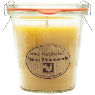 100% Bienenwachskerze im Glas 93/90 mm, KERZENFARM HAHN, Brenndauer 36h, 290 ml