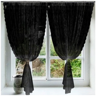 Vorhang Jahrgang-Spitzenvorhänge, Blumenstickerei, transparent Tüll, Juoungle schwarz