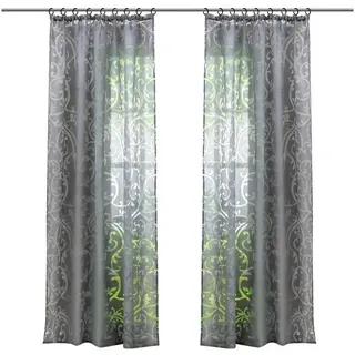 Joyswahl Gardine (1 St), Kräuselband, halbtransparent, Polyester, Store Ausbrenner mit Ranken grau 140 cm x 145 cm