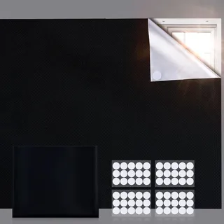 Tragbares Verdunkelungsrollo 200 x 145 cm, schwarz, fuer Schlafzimmer, einfach kleben ohne bohren - Schwarz