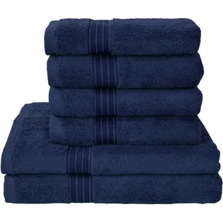 Handtuch Set DYCKHOFF "Siena" Handtücher (Packung) Gr. (6 St.), blau (tintenblau) Handtuch-Sets in tollen Unifarben