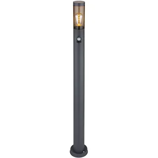 LED Wegeleuchte Bewegungsmelder Pollerleuchte außen Gartenlampen anthrazit IP44, Standleuchte Terrasse Balkon, Edelstahl rauchfarben, 7W 806 lm warmweiß, DxH 12,7x110cm