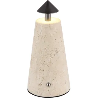 Globo, Tischlampe, Liva LED Tischleuchte 1,20W CCT Grau, Travertine Stein Ø4,2cm 21037G (138 lm)