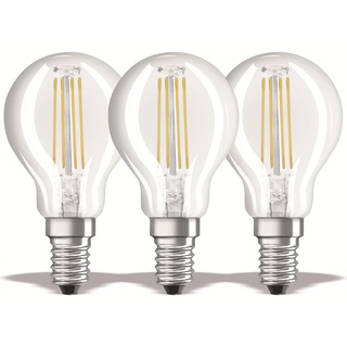 Osram LED Base Classic P Lampe, in Tropfenform mit E14-Sockel, nicht dimmbar, Ersetzt 40 Watt, Filamentstil Klar, Warmweiß - 2700 Kelvin, 3er-Pack