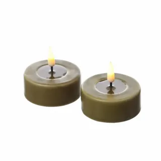 Deluxe Homeart LED-Kerze LED Maxi Teelichter Mia flackernd Echtwachs D: 6,1cm olivgrün 2St. (2-tlg) grün