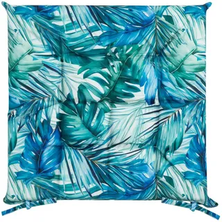 Eurofirany Wasserfeste Stuhlkissen Outdoor Sitzkissen Garten Kissen Terasse 40x40 Auflage Sitzauflage Bodenkissen Polster (Dschungel Blau)