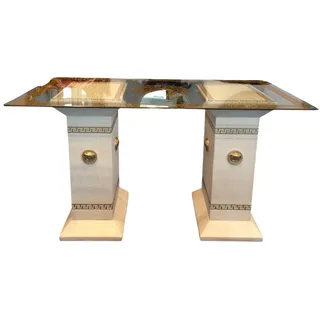 Schatzkiste1 Esstisch Esstisch Glastisch, Säulentisch, Designertisch Wohnzimmertisch (esstisch, 2 Säulen+ Tischplatte aus Glas), 100% Handgefertigt