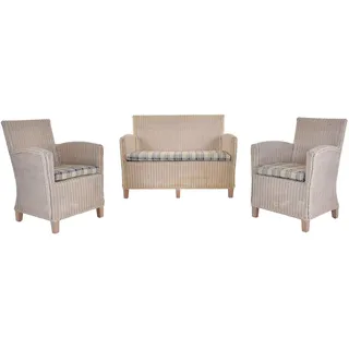 Set/3 Sitzgruppe Wintergarten-Set Rattan-Garnitur 4 Personen (Vintage Weiss)