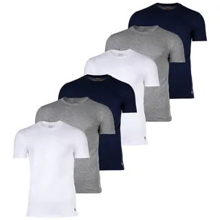 POLO RALPH LAUREN Herren T-Shirts, 6er Pack - CREW 6-PACK-CREW UNDERSHIRT, Rundhals, Baumwolle Dunkelblau/Dunkelgrau/Weiß S