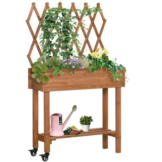 Outsunny Hochbeet mit Rankgitter 79 x 29 x 130 cm Braun
