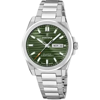Festina Herren-Armbanduhr Stahl/Grün mit Saphirglas